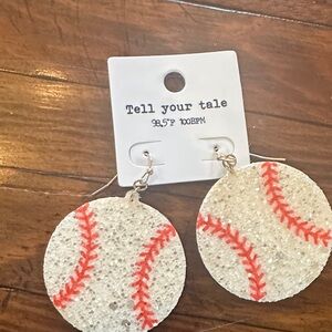 Tell Your Tale Baseball Earrings - White and Red